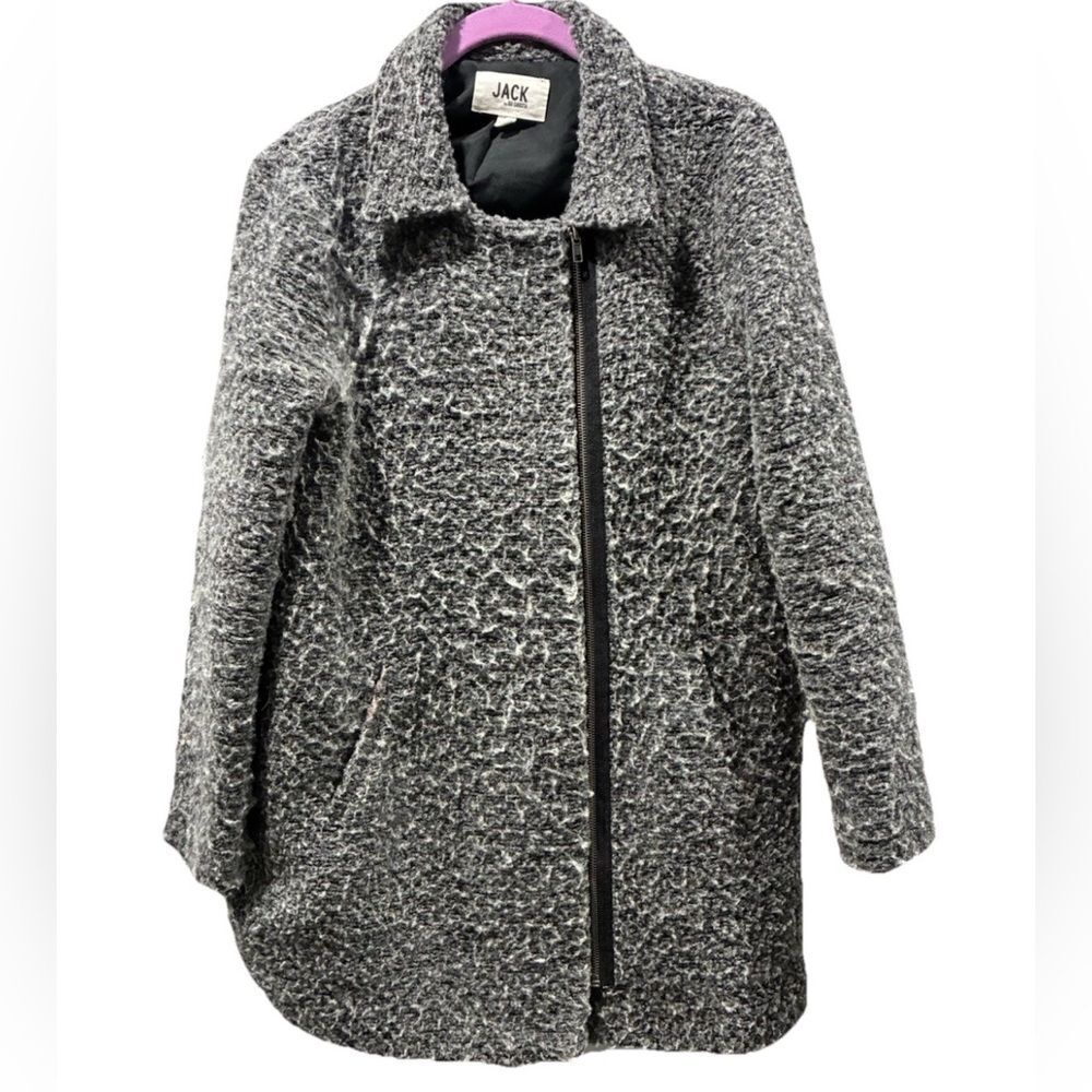 Jack by BB Dakota Boucle Zip Coat Gray Textured Fuzzy Jacket Size Small